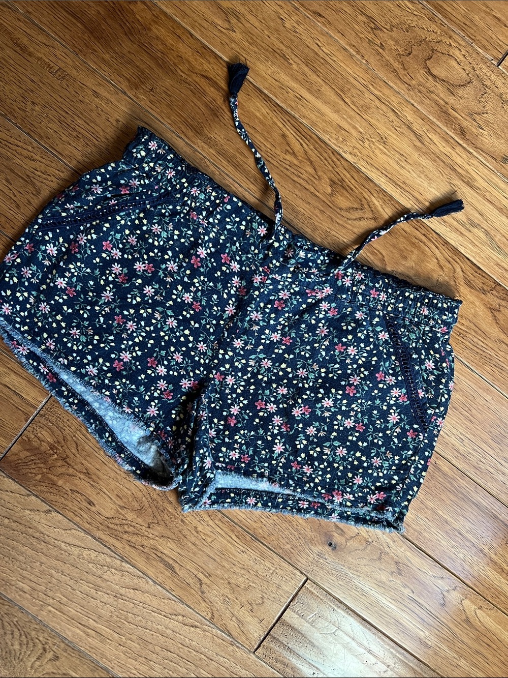 Jolt Navy Floral Drawstring Athletic Shorts